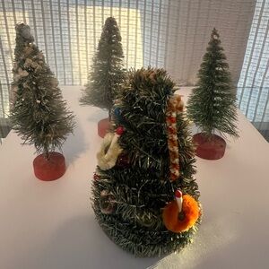 Lot of (4) Antique Vintage Christmas Trees (Bottle Brush & Japan)